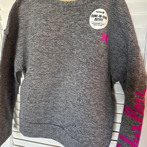 Hurley Women's Gray Sweater with Pink Accents